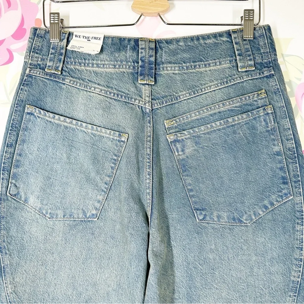 NEW Free People We The Free Chill Vibes Dropped Wide Leg Low Tide Denim Jeans 28